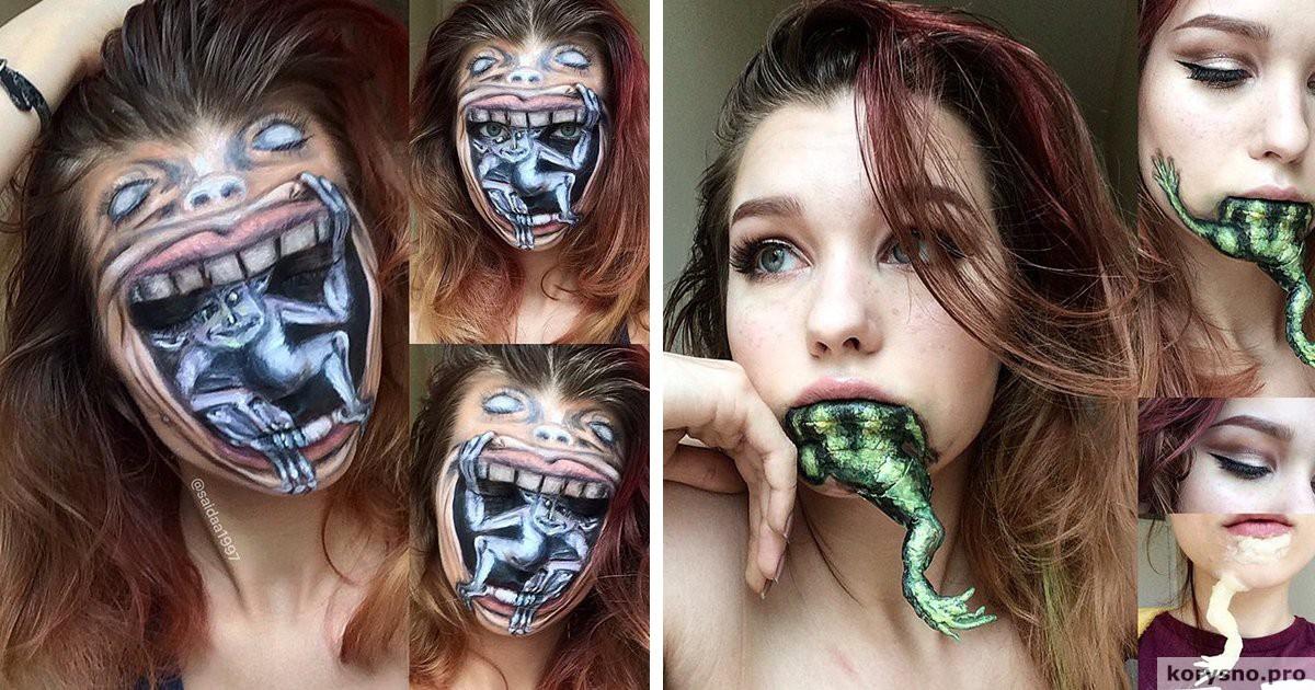 19-летняя девушка делает макияж, от которого стынет кровь